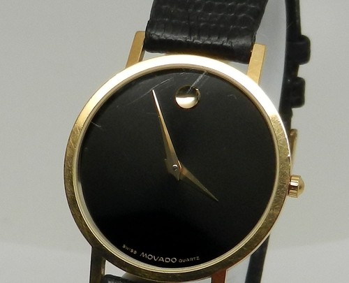 Men's Authentic Swiss Vintage Movado 31mm Museum Ultra Thin Gold W/ Black Dial - Picture 5 of 19
