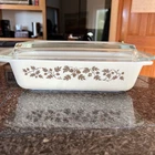 Vintage 1960's Pyrex 575B Gold Acorn Leaves Casserole Server Dish 2 Qt + Lid USA