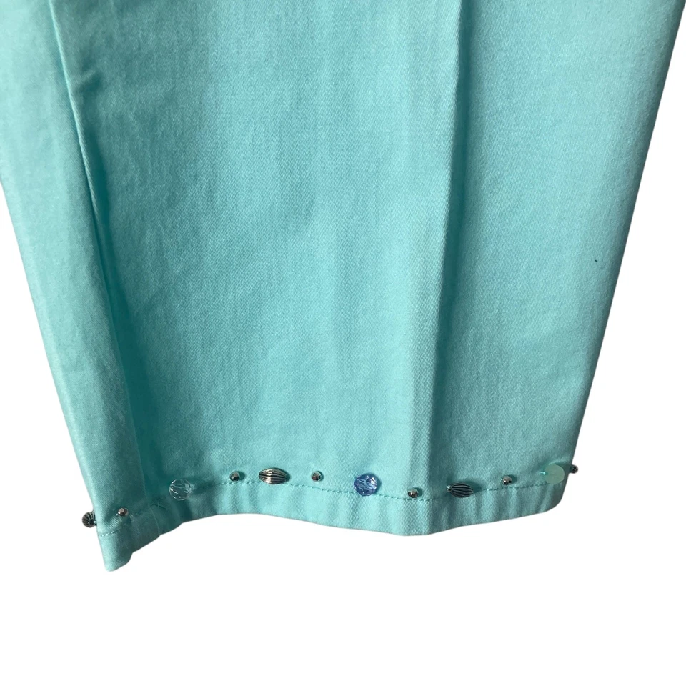 Hearts of Palm Capris Aqua Green Womens 12 Beaded Hem - Image 4 of 4
