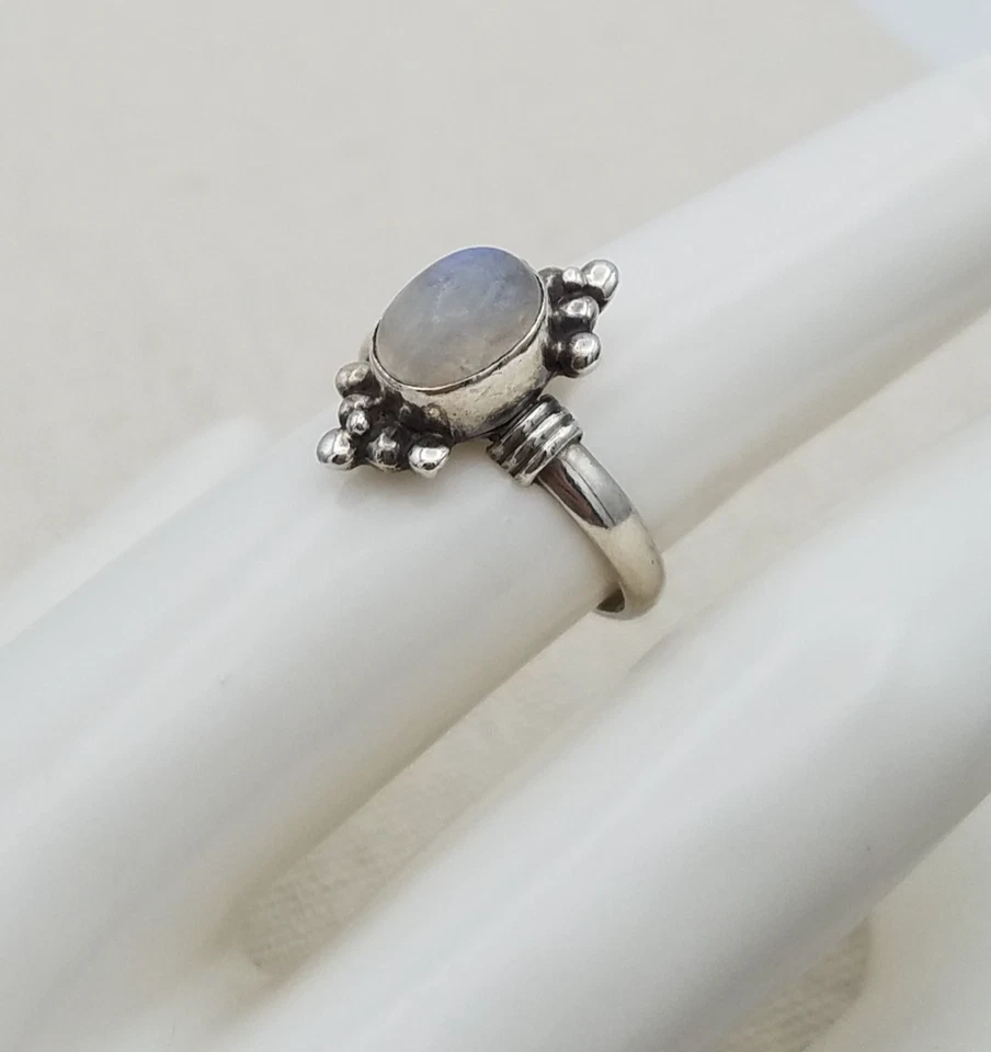 Винтажное кольцо из стерлингового серебра 925 пробы с лунным камнем размер 6 - Изображение 2 из 4