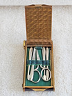 Vintage U.S. Zone Germany Compact Vanity Manicure Set Enamel Brass Complete — photo 7