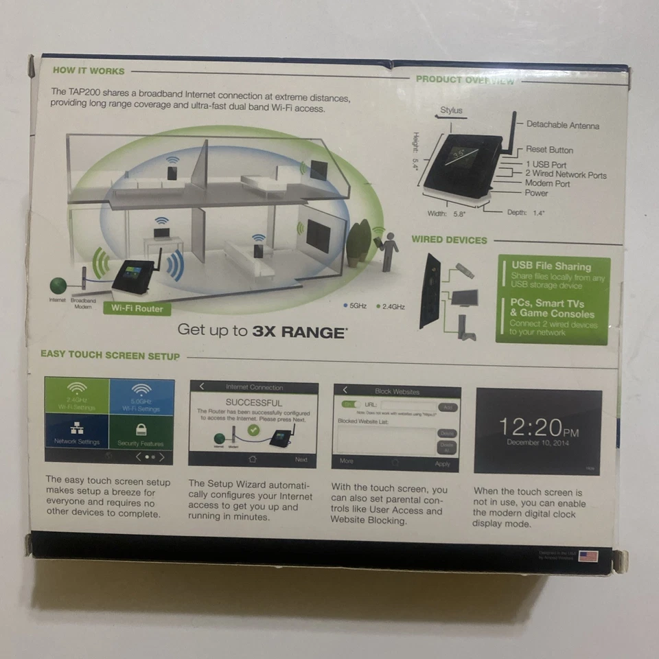 Amped Wireless High Power Touch Screen AC750 Wi-Fi Range Extender (TAP-200) - Image 2 of 4