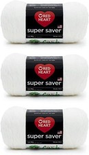 Red Heart Super Saver Soft White Yarn - 3 Pack of 198g/7oz 3 pack,