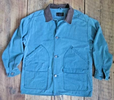 Vintage Eddie Bauer Barn Coat Chore Work Jacket Men's Large Blue Green Teal READ
