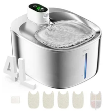 Wireless Cat Water Fountain Stainless Steel,135floz/4L Battery Operated Autom...