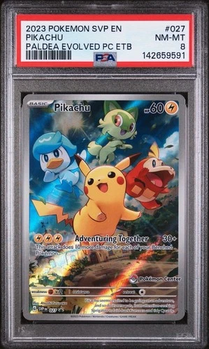 2023 Pokemon SVP English Pikachu Paldea Evolved ETB #027 PSA 8