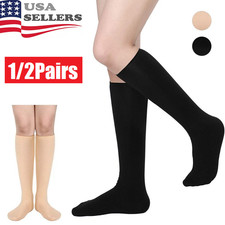 2  Womens Plush Fleece-Lined Knee-High Socks Lady Long Stockings Winter Warm USA