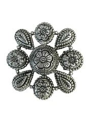Sylvia Dahl Signed Neiman Marcus Flower Scarf Clip Silver Tone Brooch Mandala