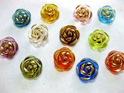 10 Rosen-Knöpfe Jacken-Mantelknöpfe 20 mm Blumen viele Farben Kunststoff K73 - Bild 1 von 2