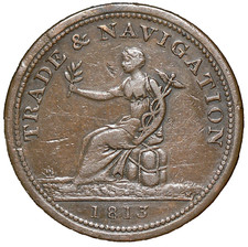 NS-20A1 Nova Scotia 1813 Penny Token Pure Copper Preferable #23713