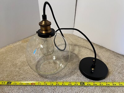 Linea hanging ceiling lamp, Edison pendant light. Industrial 8'' globe light.