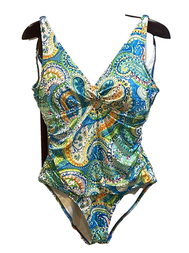 Ralph Lauren Wms Swimsuit 12 Tank One Piece Pads Underwire Colorful Paisley Ruch - Picture 3 of 20