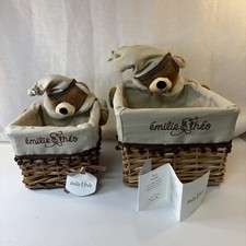 Emilie  Theo Toy Basket Bear Rectangle Basket Set Of 2 Nursery Baby
