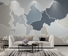 3D Graphics Geometry Line Self-adhesive Removeable Wallpaper Wall Mural