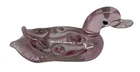 Vintage Murano Italy Hand Blown Filigrana Glass Pink White Swirl Duck Flawless