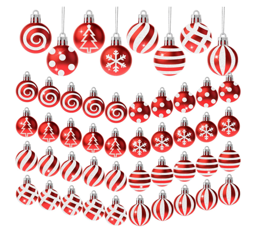 56 Mini 1.1 Inch Iridescent Christmas Ball Ornaments for Tree Decor