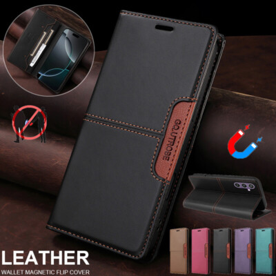 For Samsung S26 S25 S24 S23 S22 S21 Note20 Leather Magnetic Wallet Case Cover