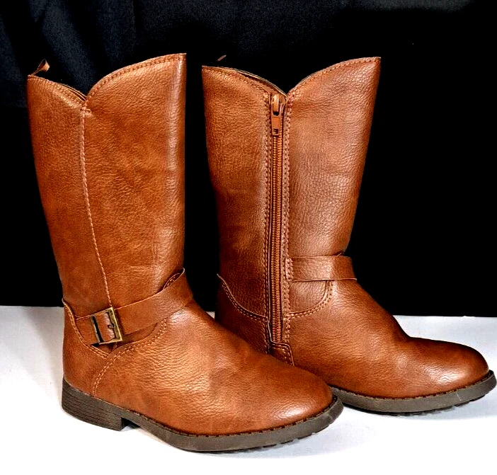 Botas OshKosh B'gosh para niñas pequeñas hasta la rodilla con cremallera marrón imitación cuero EE. UU.: 11 M Foto 2 de 4