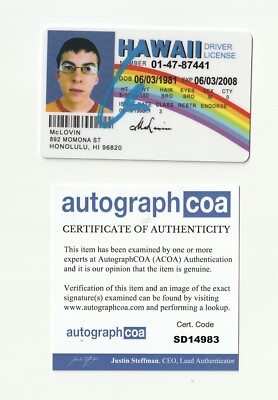 avemugica サイン CHRISTOPHER MINTZ-PLASSE SIGNED SUPERBAD MCLOVIN DRIVERS LICENSE