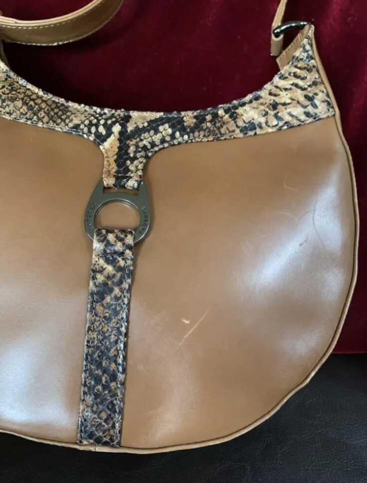 Sac à Main Nouchka En Cuir De Serpent Véritable - Fabrication Italienne - Marron - Occasion élégant