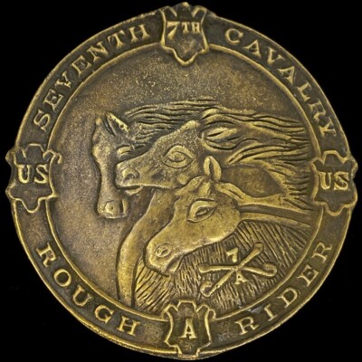 Brass 7th Cavalry Rough Riders Civil War Military 1970s NOS Vintage Belt  Buckle