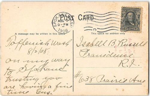 Captain Billy Mack Toppenish, WA Oxfoot Café Nativo Americano Tipi 1908 Raro - Imagen 2 de 2