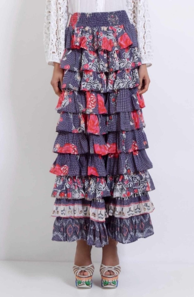 lola australia purple pink valentina tiered ruffle skirt elastic waist size M