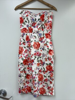 Francesca s Alya Floral Pattern Dress Size Small Strapless New With Tags Rose