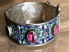 Antique Berber Kabyle Child Bracelet Silver Enamel Crab Hallmarks