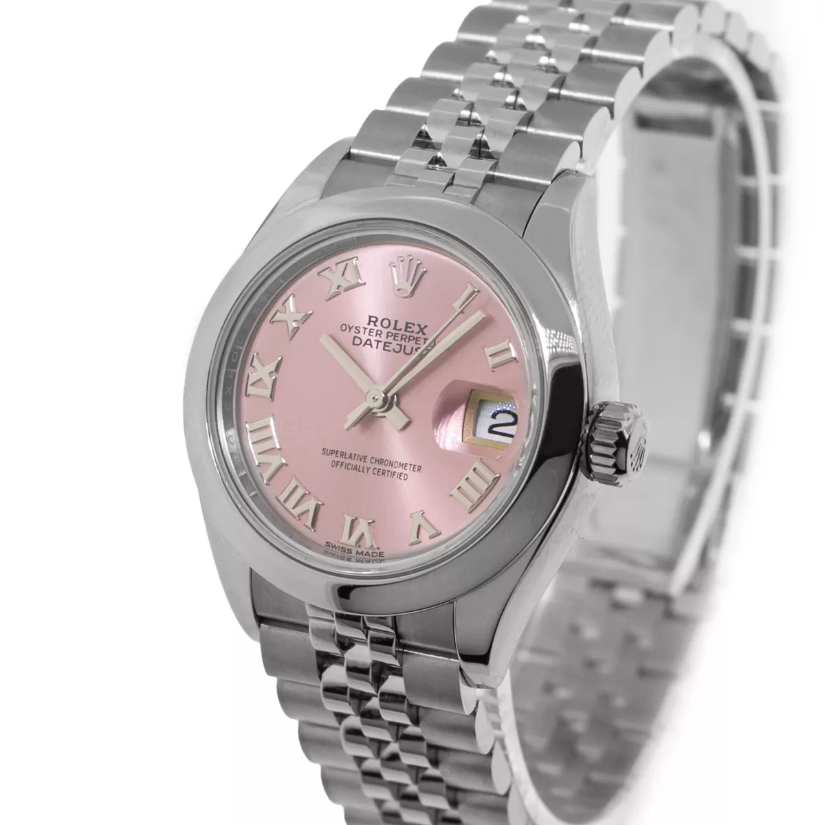 Rolex Lady-Datejust 28mm Stainless Steel Pink Roman Dial &
