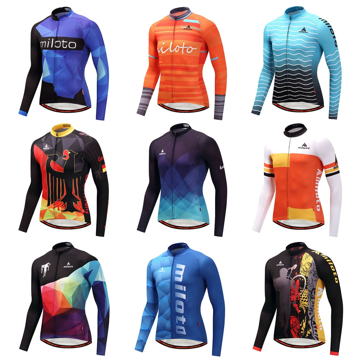 Reflective Cycling Jersey Men's Long Sleeve Bike Bicycle Cycle