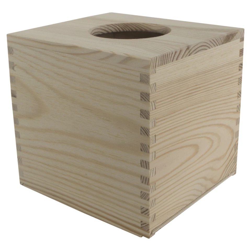 Plain Wooden Tissue Box With Sliding Bottom / Craft Decoupage Pinewood Boxes - Image 2 of 4