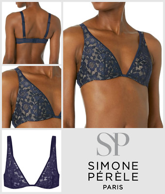 Simone Perele BH UK 34B Marguerite Triangel Bügel halbtransparent - nachtblau