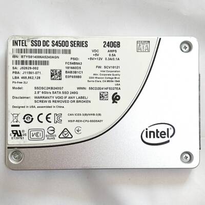 Intel DC S4500 Series 240GB SSD 2.5inch SATA III Solid State Drive