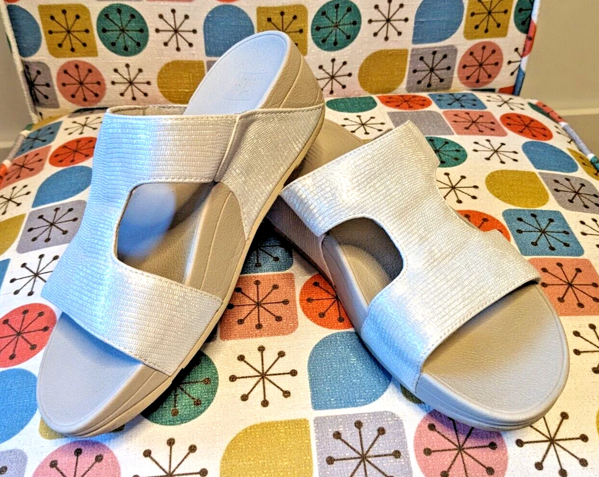 Women s FitFlop H Bar Shimmerlizard Slides N70 011 UK 3 EU 36 US 5 CM 22.5 EUC