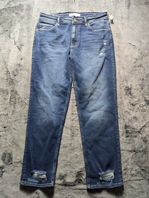 KanCan Boyfriend Distressed Jeans Women's Size 28 Medium Wash