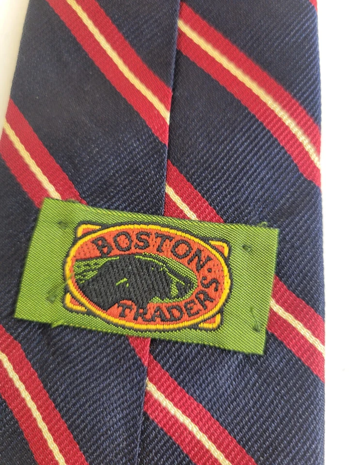 Boston Trader Neck Tie Red Navy Blue Striped English Regimentals Classic 90s - Image 2 of 4