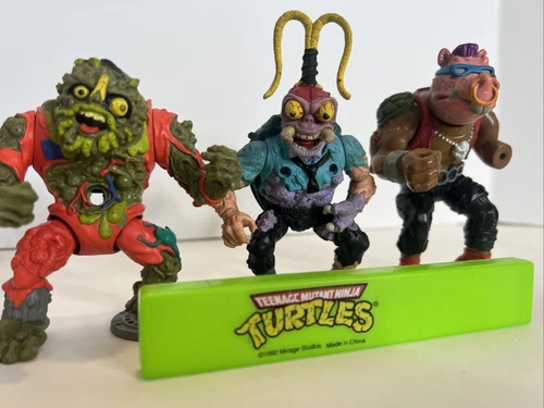 Teenage Mutant Ninja Turtles Vintage Lot Of 3, Muckman, Scumbag, Bebop As Is Toy