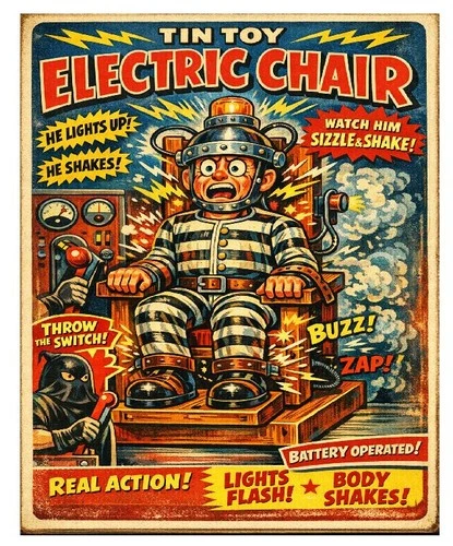Tin Toy Electric Chair Vintage Sign Retro Metal Wall Decor MS35