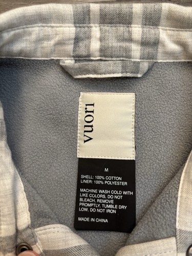 Vuori Range Shirt Jacket Men's MD Flannel Snap Fleece Lined Shacket V246 B56 - Picture 4 of 12