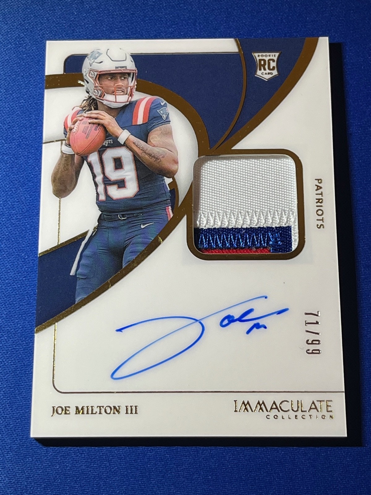 2024 Panini Immaculate Joe Milton III #106 Rookie Patch AUTO RPA /99 Patriots