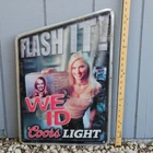 Vintage Coors Light “Flash It! We ID” Beer Bar Tin Sign 25” Advertising
