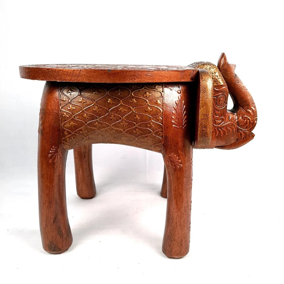 Copper Painted wood Elephant Shape Stool Kids Stool Room Side Stool Office decor - Image 2 of 4