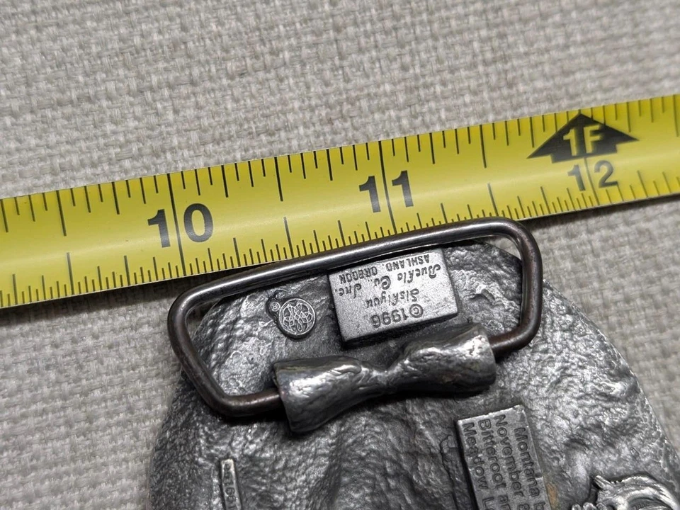 vintage USA made WESTERN state of MONTANA belt buckle ELK siskiyou PEWTER cowboy - Image 4 of 4
