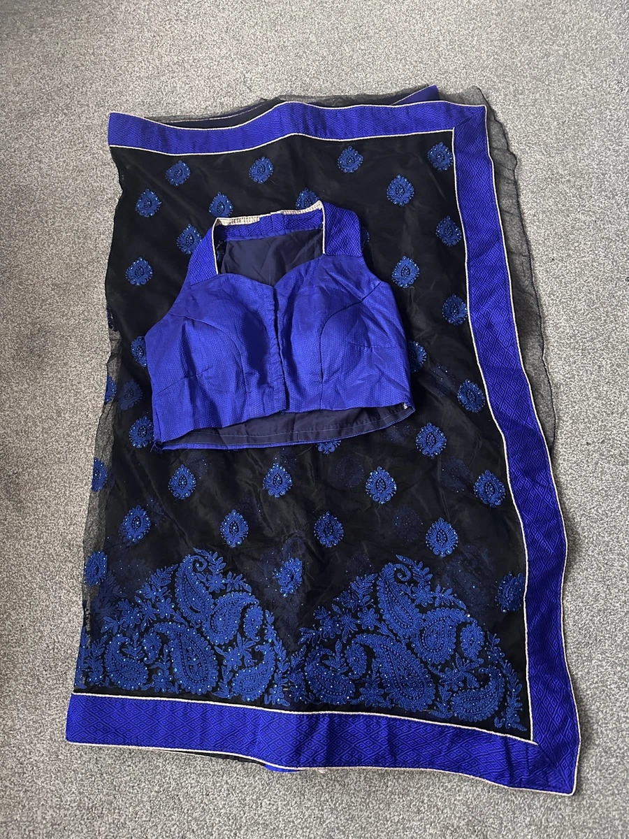 Camicetta Tradizionale Indiana Sari Saree In Cotone Nero, Fatta A Mano In Stile Bollywood Asiatico