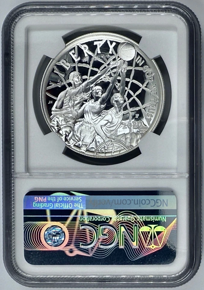 2020 P $1 Basketball Hall of Fame Silver Coin NGC PF70UCAM Color Early Releases - Image 2 of 2