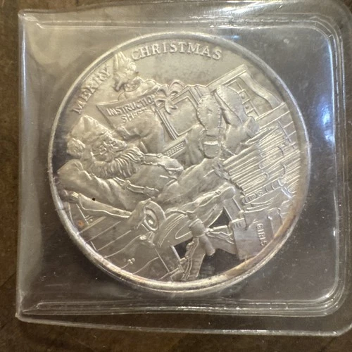 Hard To Find Merry Christmas Santa Vintage Coin 1 Troy Oz .999 Fine Silver Round