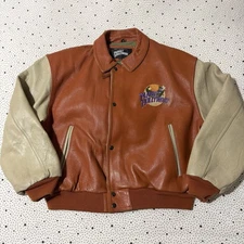 Vintage 1990 Planet Hollywood Jacket Men's XL Brown Tan Leather Mall of America
