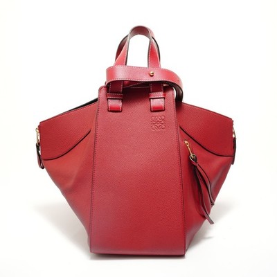 Authentic LOEWE Hammock Leather 2-Way Handbag, Red Handbag Red  WS27926