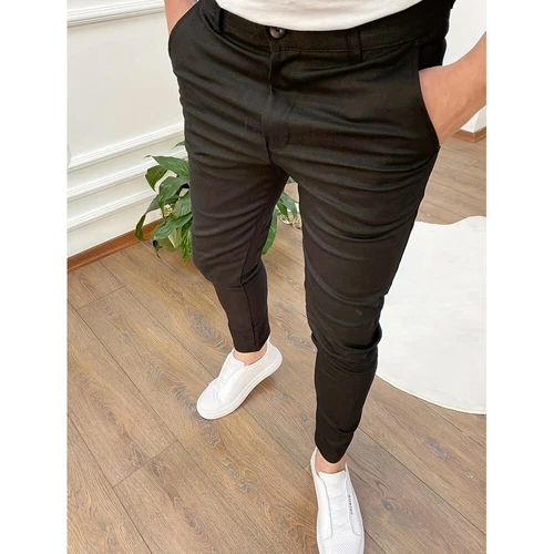 Mens Slim Fit Casual Work Pants Skinny Stretch Business Office Formal Trousers - Picture 5 of 33